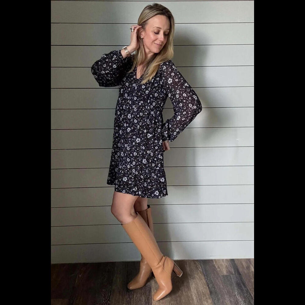 ABLE able naomi flowy mini dress black white floral print size 1X NWT $148 msrp - Picture 2 of 10